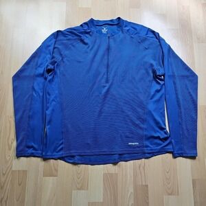 Vtg Patagonia Shirt Mens XL Blue Base Layer 1/2 Zip Outdoor Made In USS Fleece